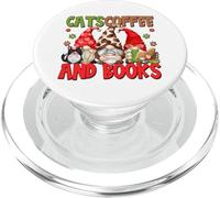 Cute Coffee Lover Cat Mom and Dad Cats Coffee and Books PopSockets PopGrip para MagSafe