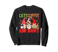 Cute Coffee Lover Cat Mom and Dad Cats Coffee and Books Sudadera