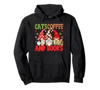 Cute Coffee Lover Cat Mom and Dad Cats Coffee and Books Sudadera con Capucha