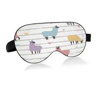 Cute Colorful Llama Sleep Mask Lightweight Soft Breathable Eye Mask with Adjustable Strap Blackout Eye Mask for Women Men for Travel Night Sleeping