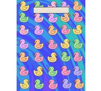 Cute Colorful Rubber Ducks Composition Notebook: Fun Blue Swirl 8.5 x 11 Large College Ruled Journal for Kids, Teens, and School