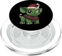 Cute Comic Christmas Dinosaur Triceratops | Fiesta de Navidad PopSockets PopGrip para MagSafe