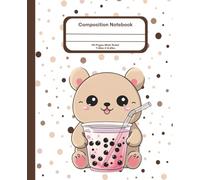 Cute Composition Notebook: Bear Drinking Boba Tea, Wide Ruled, 7.50in x 9.25in, 110 pages