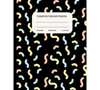Cute Composition Notebook for School ,College ,Office & Work | 110 Pages Wide Ruled 7.5 x 9.25 in | Aesthetic Black Cover with Pastel Doodle Design
