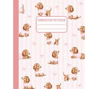 Cute Composition Notebook Wide Ruled: Adorable Dachshund with Pink Coquette Bow Writing Journal, 110 Pages for School, Work, or Creative Writing