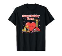 Cute Construction Valentine Heart Builder Crew Camiseta