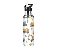 Cute Construction Vehicles Trucks - Botella de agua aislada de 20 onzas, a prueba de fugas, botella de agua deportiva sin BPA aislada