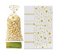 Cute Cookie Bags, 50 Pieces Wrap, Star Pattern Pouches with Holiday Design, Treat for Chocolate Fruits Crafts, Party Gift Accessories, Bags for Chocolate Handicrafts Fruits Birthday Holiday