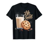 Cute Cookie Milk Sweet Snack Lovers National Cookie Day Camiseta