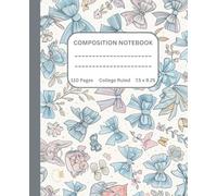 Cute Coquette Blue Bow Composition Notebook: Cute Girly Pretty Coquette Bows Aesthetic Journal for Women, Teen Girls, Writing, Back to School, College, University, Work, Office