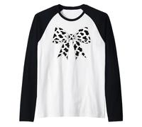 Cute Coquette Bow Cowprint Cow Pattern for Womens and Girls Camiseta Manga Raglan