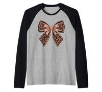 Cute Coquette Leopard Bow Design for Fashion Lovers Camiseta Manga Raglan