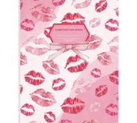 Cute Coquette Pink and Red Kisses Composition Notebook, 7.5 x 9.25, 120 wide ruled pages, for kids, teens and adults