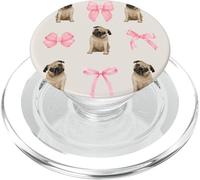 Cute Coquette Pug Pink Bows for Dog Lovers & Pug Owners PopSockets PopGrip para MagSafe