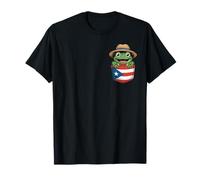 Cute Coqui Frog in Puerto Rico Flag Pocket Artwork Camiseta
