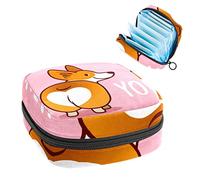 Cute Corgi Dog I Love You Pink Period Pouch portátil, bolsa de almacenamiento de tampón para servilletas sanitarias, Varios colores, 4.7x6.6x6.6 in/12x17x17 cm