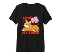 Cute Corgi Dog Lover Design with Balloons and Hearts Camiseta Premium