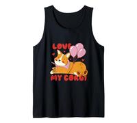 Cute Corgi Dog Lover Design with Balloons and Hearts Camiseta sin Mangas