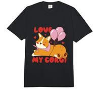 Cute Corgi Dog Lover Design with Balloons and Hearts Comfort Colors Adult Heavyweight T-Shirt