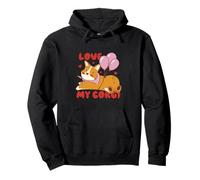 Cute Corgi Dog Lover Design with Balloons and Hearts Sudadera con Capucha