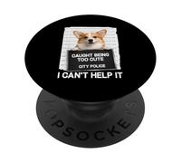 Cute Corgi Mugshot Atrapado Siendo Demasiado Lindo no Puedo ayudarlo PopSockets PopGrip Adhesivo