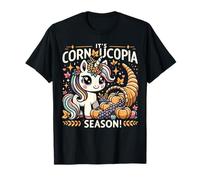 Cute Cornucopia Unicorn Día de Acción de Gracias Niños Hombres Mujeres Camiseta