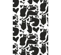 Cute Cosy Hand-Drawn Black Cat Graphic, A5 Dotted Paper Notebook, 100 Pages Bullet Journal Planner, 5.5 x 8.5 in