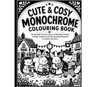 Cute & Cosy Monochrome Colouring Book: 40 Adorable One-Pen Scenes of Woodland Friends, Cottage Comforts and Cosy Everyday Moments for Adults and Teens
