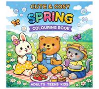 Cute & Cosy Spring Colouring Book for Adults, Teens and Kids: Bold and Easy Cute Spring Designs with Animals, Garden Scenes, Flowers and Relaxing Cosy Scenes for Stress Relief and Simple Colouring Fun