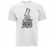 Cute Couples White Yellow Black Red Mens Women T Shirt 100% Cotton Music Connecting People Slogan Tunes Songs Heart Soul(XX-Large)