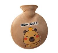 Cute Cover - Bolsa de agua caliente de 700 ml con funda de felpa Capibara, bolsa de invierno para calentar manos y pies, diseño de dibujos animados para adultos y niños, para acampar y trabajar