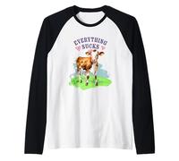 Cute Cow Everything Sucks Pastel Farm Camiseta Manga Raglan