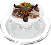 Cute Cow Print Decor Sunflower Country Boho Western Bull PopSockets PopGrip para MagSafe