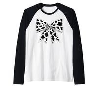Cute Cowprint Coquette Bow Cow Pattern for Womens and Girls Camiseta Manga Raglan