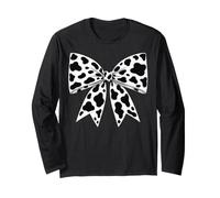 Cute Cowprint Coquette Bow Cow Pattern for Womens and Girls Manga Larga
