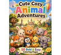 Cute Cozy Animal Adventures: 50 Bold & Easy Coloring Pages