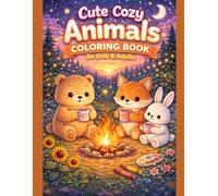 Cute Cozy Animals Coloring Book for Kids & Adults: 40 Bold and Easy Relaxing Designs