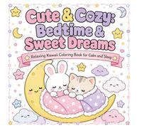 Cute & Cozy Bedtime & Sweet Dreams Coloring Book for Adults and Kids: Cute Kawaii Animals, Sweet Dreams, and Relaxing Night Coloring Pages