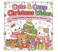 Cute & Cozy Christmas Wishes Coloring Book for Adults and Kids: Adorable Kawaii Animals, Holiday Fun, Relaxing Stress Relief Coloring Pages