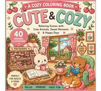 Cute & Cozy Colouring Book for Adults and Teens: Super Cute Animal Scenes, Sweet Cafés, Hygge Moments and Relaxing Pages