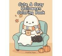 Cute & Cozy Halloween Coloring Book: Cute Ghosts, Witches & Spooky Cozy Scenes | 8.5 x 11 Inch | 50 Cute Coloring Pages | One-Sided Pages | Stress Relief & Relaxation