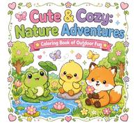 Cute & Cozy Nature Adventures Coloring Book for Adults and Kids: Kawaii Animals, Relaxing Outdoor and Garden Coloring Pages