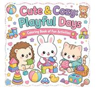 Cute & Cozy Playful Days Coloring Book for Adults and Kids:: Cute Kawaii Animal Playtime, Relaxing Fun Activities, Stress Relief Coloring Pages