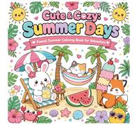 Cute & Cozy Summer Days Coloring Book for Adults and Kids:: Adorable Kawaii Animals and Sunny Scenes for Relaxation and Stress Relief