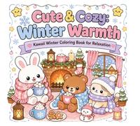 Cute & Cozy Winter Warmth Coloring Book for Adults and Kids:: Adorable Kawaii Animals, Snowy Scenes, Relaxing Stress Relief Coloring Pages
