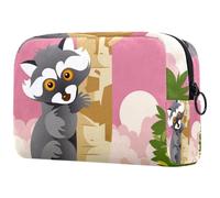 Cute Critters - Bolsa de cosméticos con diseño de mapache para mujer, bolsa organizadora de maquillaje grande con cremallera, multicolor, 18.5x7.5x13cm/7.3x3x5.1in, Neceser