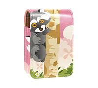 Cute Critters - Estuche portátil para pintalabios para viajes, mini caja de almacenamiento de lápiz labial con espejo para mujeres y mujeres, bolsa de cosméticos de cuero, Varios colores, 9.5x2x7 cm/3.7x0.8x2.7 in