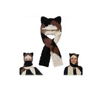Cute Crochet Cat Head Scarf, The Adorable Calico Cat Crochet Scarf, Diy Hand-Knitting CatScarf Cute Calico Cats Scarf for Cat Lovers