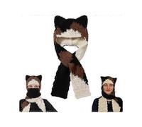 Cute Crochet Cat Head Scarf, The Adorable Calico Cat Crochet Scarf, Diy Hand-Knitting CatScarf Cute Calico Cats Scarf for Cat Lovers