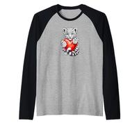 Cute Cub Bengal Tiger Design Growling Wild Animal Camiseta Manga Raglan